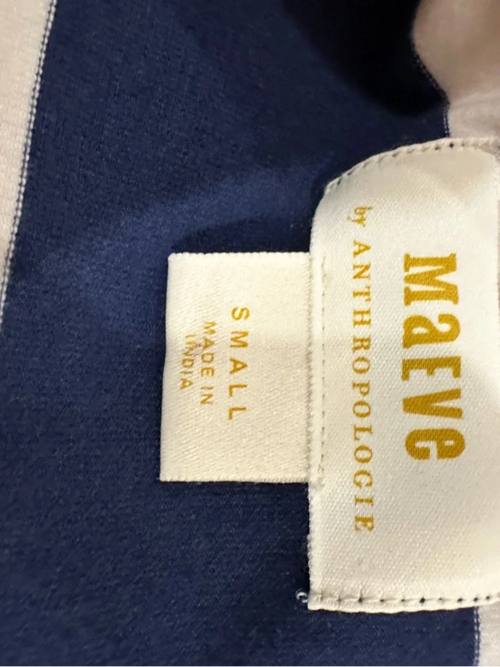 Maeve Anthropologie Blue Striped Puff Sleeve Polo Top Size Small